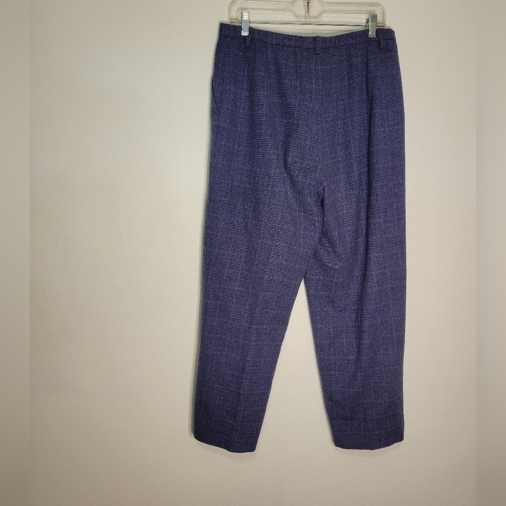 Pendleton size 14 wool blue plaid print trouser pants small stain - Picture 3 of 7